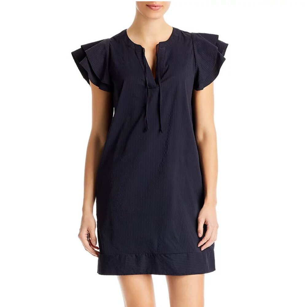 Vineyard Vines Navy Ruffle-Sleeve Mini Dress